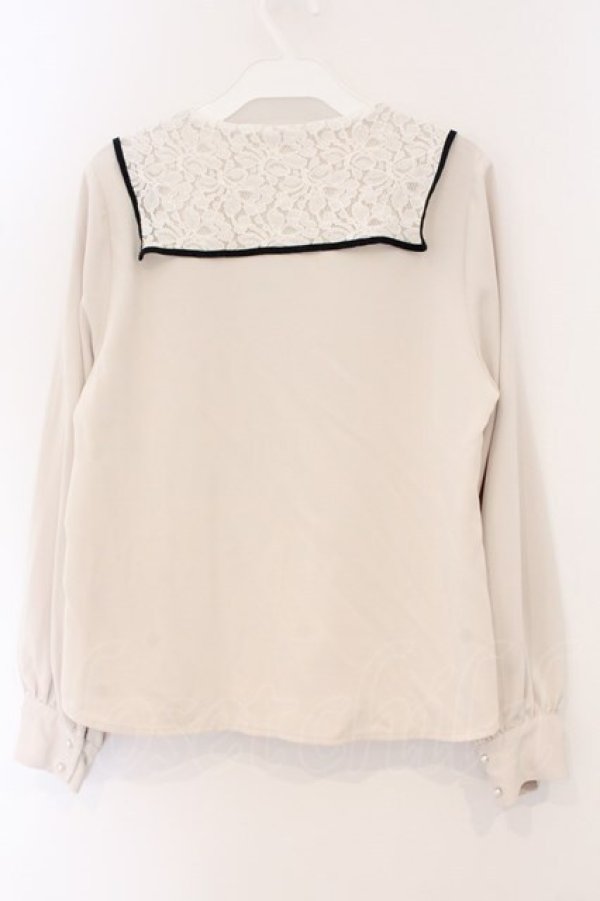 画像3: an another angelus / ビッグレース衿バイカラーブラウス  アイボリー O-26-04-04-010-CA-BL-IG-OS (3)