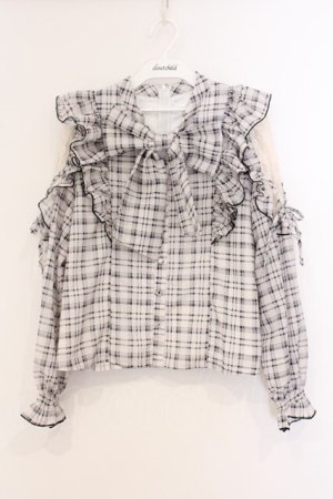 画像: evelyn / チェックボウタイブラウス  ベージュ O-26-04-04-097-LO-BL-OW-OS
