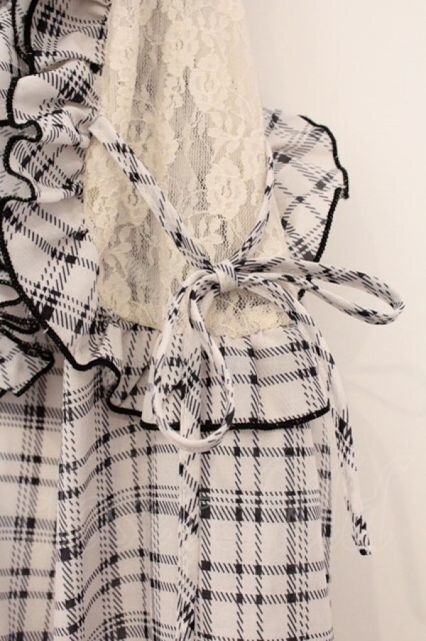 画像2: evelyn / チェックボウタイブラウス  ベージュ O-26-04-04-097-LO-BL-OW-OS (2)