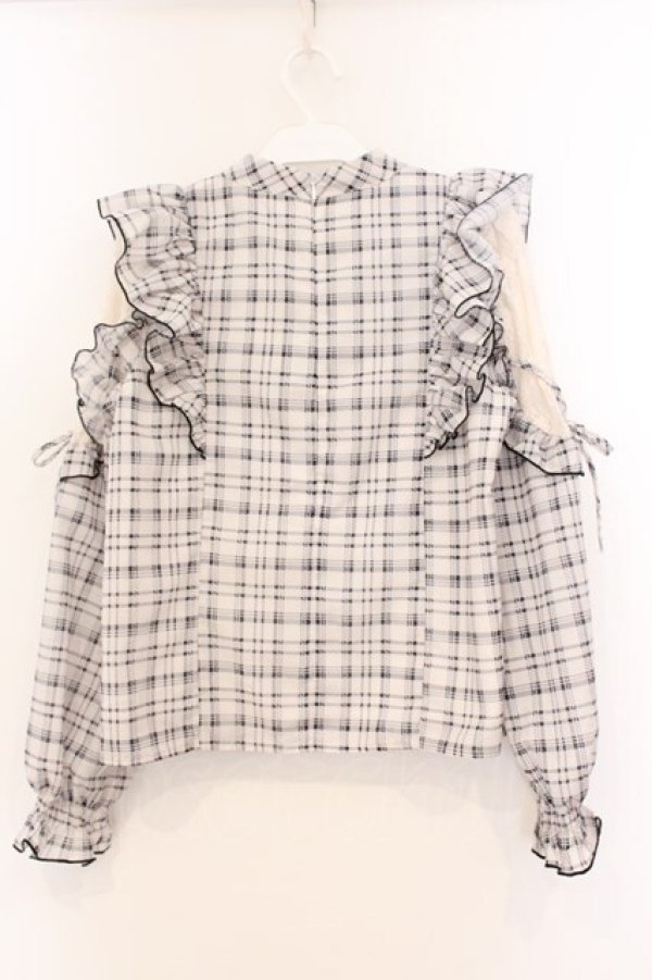 画像3: evelyn / チェックボウタイブラウス  ベージュ O-26-04-04-097-LO-BL-OW-OS (3)