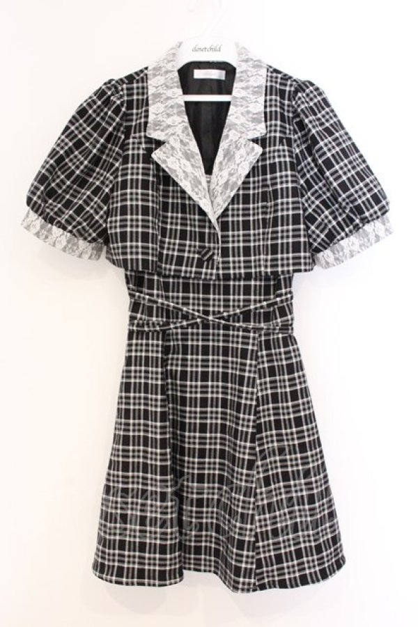 画像1: evelyn / チェックジャケットセットワンピース F クロ O-26-04-04-100-LO-TO-OW-OS (1)