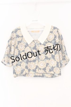 画像: Fi.n.t / アートヒマワリ柄セットアップ 単品  ネイビー×イエロー O-26-04-04-012-CA-TO-IG-OS