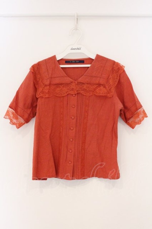 画像1: an another angelus / レース使いスクエアカラーブラウス  オレンジ O-26-04-04-013-CA-BL-IG-OS (1)