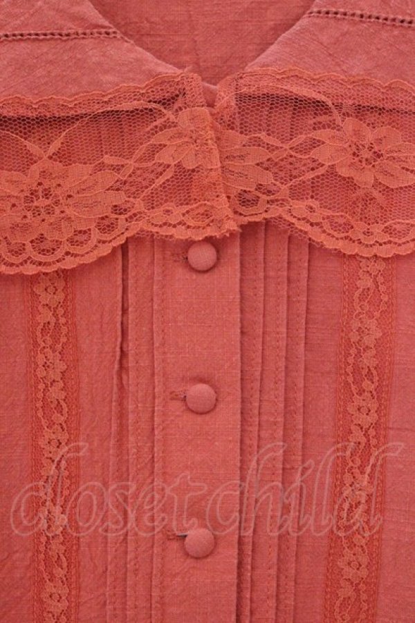 画像2: an another angelus / レース使いスクエアカラーブラウス  オレンジ O-26-04-04-013-CA-BL-IG-OS (2)