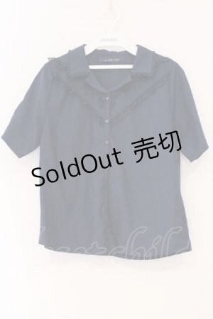 画像: an another angelus / レース使い開衿シャツ  ネイビー O-26-04-04-014-CA-BL-IG-OS