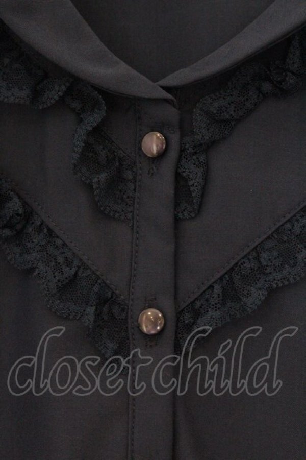 画像2: an another angelus / レース使い開衿シャツ  ネイビー O-26-04-04-014-CA-BL-IG-OS (2)