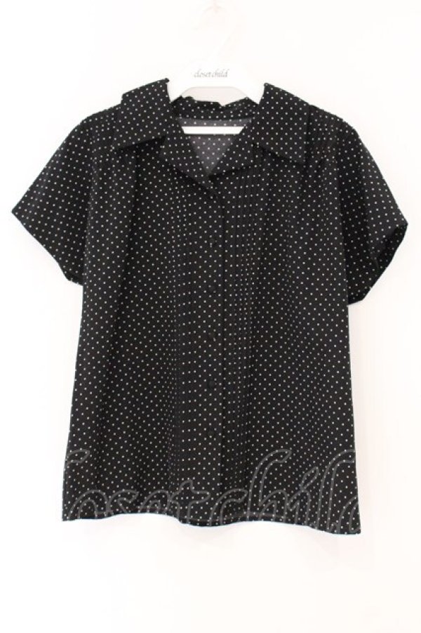 画像1: an another angelus / ピンタック使い開衿ブラウス  クロ O-26-04-04-015-CA-BL-IG-OS (1)