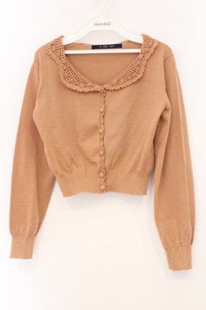 画像: an another angelus / かぎ針編み開衿ニットカーディガン  オレンジ O-26-04-04-016-CA-TO-IG-OS