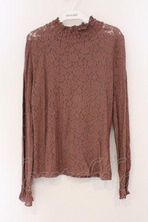 画像: F&A / ローズレースハイネックトップス  ピンクブラウン O-26-04-04-018-LO-TO-IG-OS