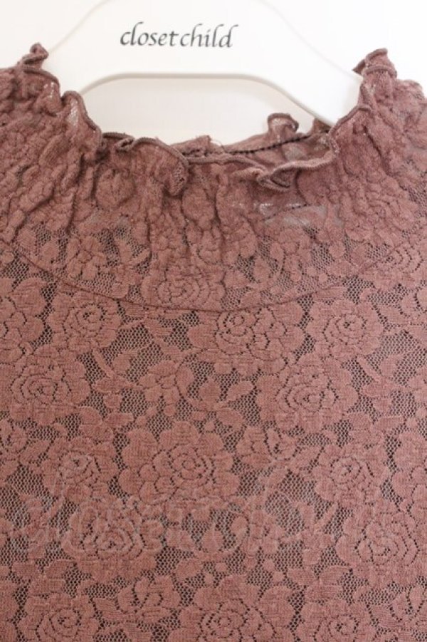 画像2: F&A / ローズレースハイネックトップス  ピンクブラウン O-26-04-04-018-LO-TO-IG-OS (2)