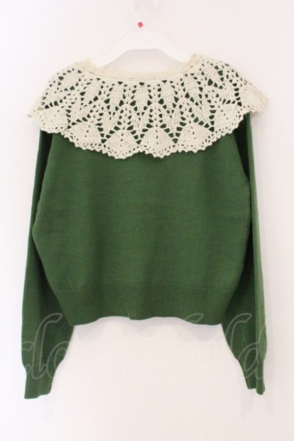 画像3: Fi.n.t / クロシェ編みケープニットプルオーバー  グリーン O-26-04-04-022-CA-TO-IG-OS (3)