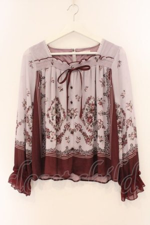 画像: axes femme / ブーケパネル柄プルオーバー M ワイン×ピンク O-26-04-04-023-AX-TO-IG-OS