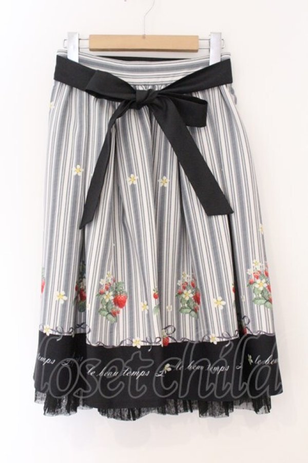 画像1: axes femme POETIQUE / ストロベリーストライプスカート M クロ O-26-04-04-024-AX-SK-IG-OS (1)