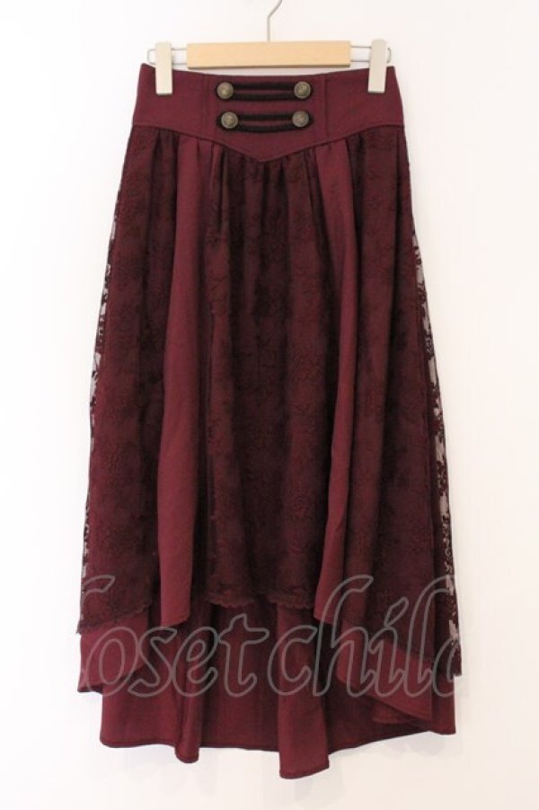 画像1: axes femme / レースフィッシュテールスカート M ワイン O-26-04-04-029-AX-SK-IG-OS (1)