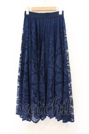 画像: axes femme / レースサーキュラースカート M ネイビー O-26-04-04-030-AX-SK-IG-OS