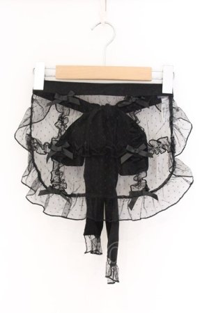 画像: axes femme kawaii / ドットチュールハーフエプロン  クロ O-26-04-05-001-AX-ZA-IG-OS