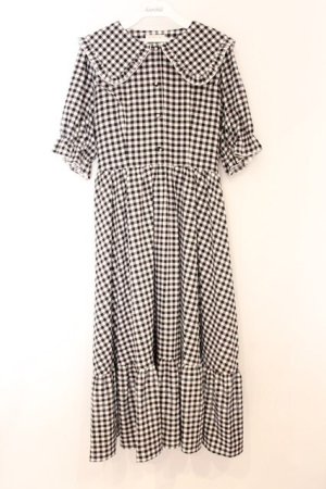 画像: m petit by misako / TT*Mギンガムチェック半袖ワンピース L クロ×シロ O-26-04-05-034-LO-OP-IG-OS
