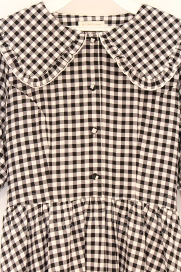 画像2: m petit by misako / TT*Mギンガムチェック半袖ワンピース L クロ×シロ O-26-04-05-034-LO-OP-IG-OS (2)