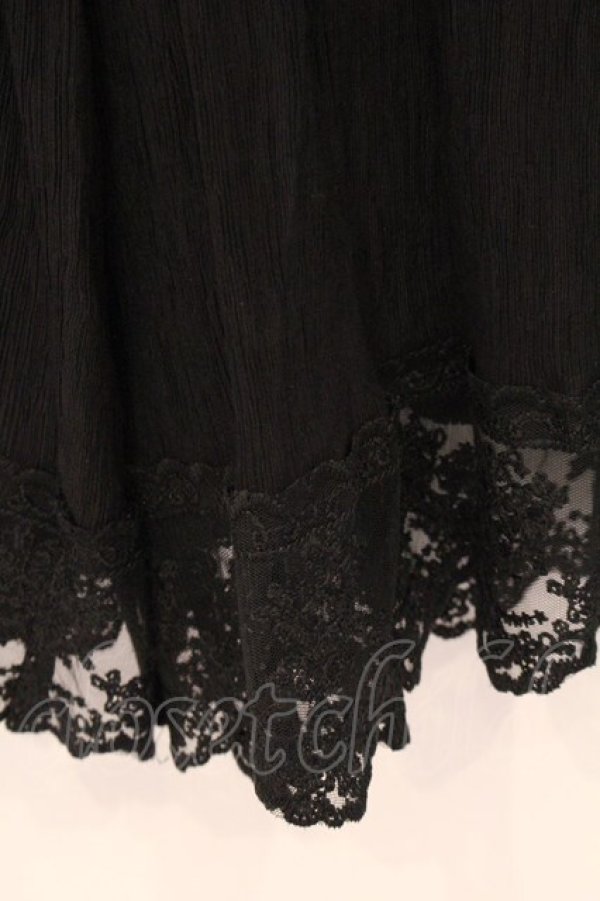 画像2: axes femme / 裾レース楊柳ワイドパンツ  クロ O-26-04-05-037-AX-PA-IG-OS (2)