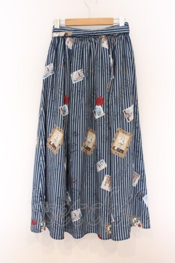 画像3: axes femme / ボン・ヴォヤージュ柄スカート  ネイビー O-26-04-05-038-AX-SK-IG-OS (3)