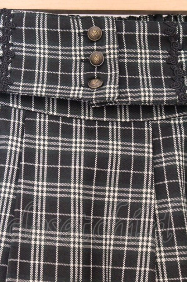 画像2: axes femme / ベルト付チェック柄タックスカート  グリーン×クロ O-26-04-05-042-AX-SK-IG-OS (2)