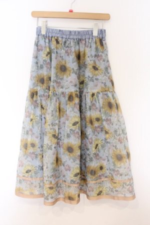 画像: axes femme / ひまわり柄シアースカート  サックス O-26-04-05-043-AX-SK-IG-OS