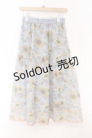 画像: axes femme / ひまわり柄シアースカート  サックス O-26-04-05-043-AX-SK-IG-OS