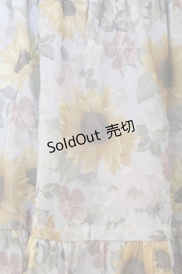 画像2: axes femme / ひまわり柄シアースカート  サックス O-26-04-05-043-AX-SK-IG-OS (2)