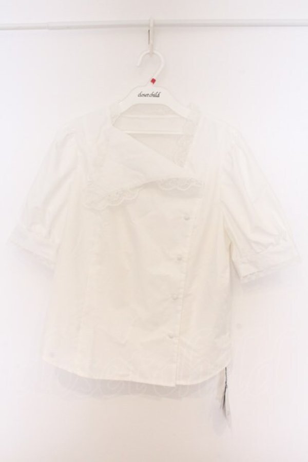 画像1: an another angelus / アシメカラーレース使いシャツブラウス F シロ O-26-04-05-005-CA-BL-OW-OS (1)