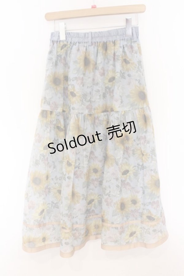 画像3: axes femme / ひまわり柄シアースカート  サックス O-26-04-05-043-AX-SK-IG-OS (3)