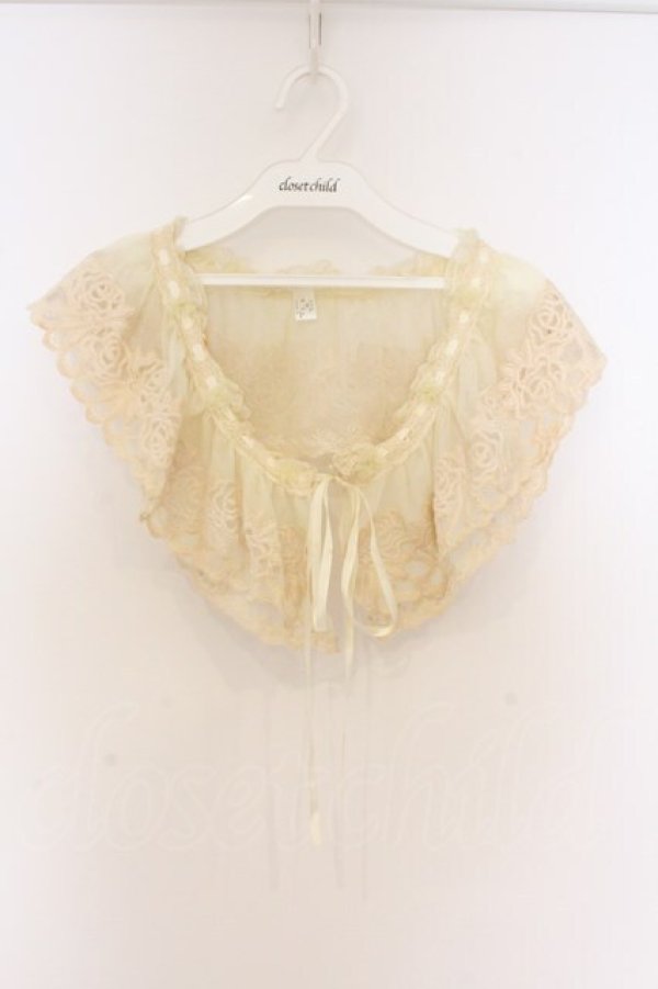 画像1: axes femme / 立体花レースティペット  アイボリー O-26-04-05-045-AX-ZA-IG-OS (1)