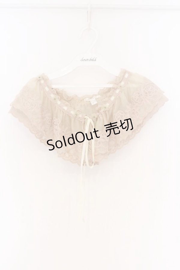 画像1: axes femme / 立体花レースティペット  ピンクベージュ O-26-04-05-046-AX-ZA-IG-OS (1)