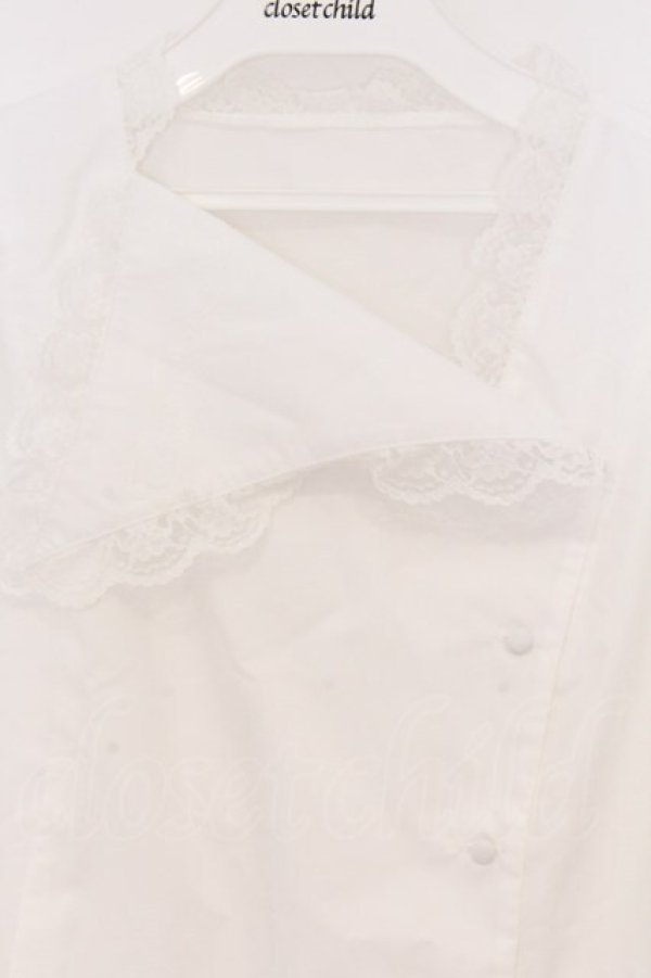 画像2: an another angelus / アシメカラーレース使いシャツブラウス F シロ O-26-04-05-005-CA-BL-OW-OS (2)