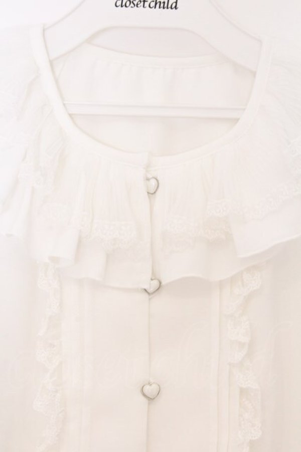 画像2: Secret Honey / プリーツフリルブラウス 2 シロ O-26-04-05-049-CA-BL-OW-OS (2)