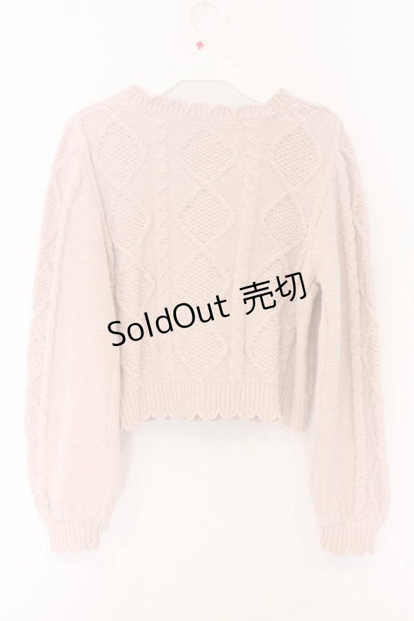 画像3: Honey Cinnamon / リボン付きケーブルニット F ピンク O-26-04-05-052-LO-TO-OW-OS (3)