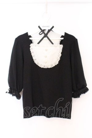 画像: NOEMIE / チョーカー風レースアップカットソー M クロ×シロ O-26-04-05-054-LO-TO-OW-OS