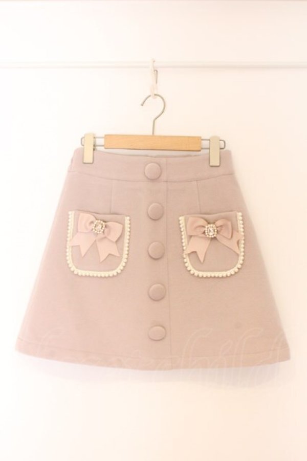 画像1: LIZ LISA / リボンビジュー台形スカート 0 ピンク O-26-04-05-059-LO-SK-OW-OS (1)