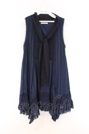 画像: axes femme / ボウタイ裾イレギュラーチュニック M ネイビー O-26-04-05-060-AX-TO-OW-OS