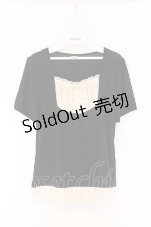 画像: axes femme / タックレースパフTシャツ  クロ O-26-04-05-007-AX-TO-IG-OS