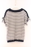 画像3: axes femme / ショルダーレースアップボーダーTシャツ M ネイビー×オフシロ O-26-04-05-008-AX-TO-IG-OS (3)