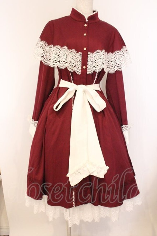 画像1: Hoshibako Works / オリヴィア ケープ風ワンピース  ワイン O-26-04-05-083-LO-OP-OW-OS (1)