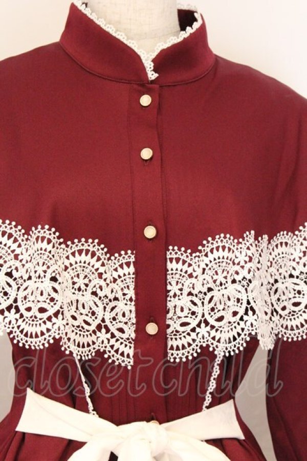 画像2: Hoshibako Works / オリヴィア ケープ風ワンピース  ワイン O-26-04-05-083-LO-OP-OW-OS (2)