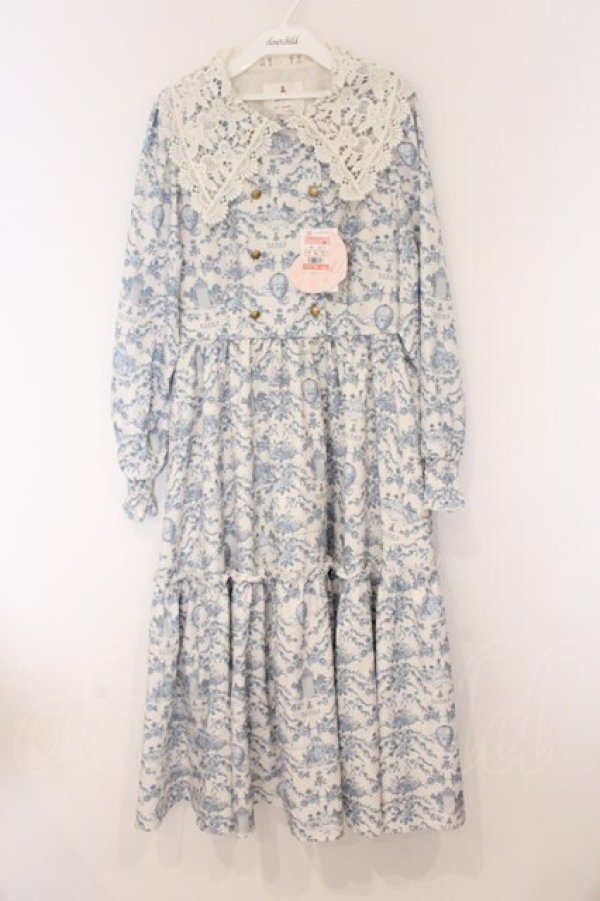 画像1: m petit by misako / TT*MSKトワルドOP トワルドジュイワンピース L シロ×ブルー O-26-04-05-088-LO-OP-IG-OS (1)