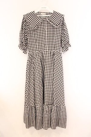 画像: m petit by misako / TT*Mギンガムチェック半袖ワンピース LL クロ×シロ O-26-04-05-096-LO-OP-IG-OS