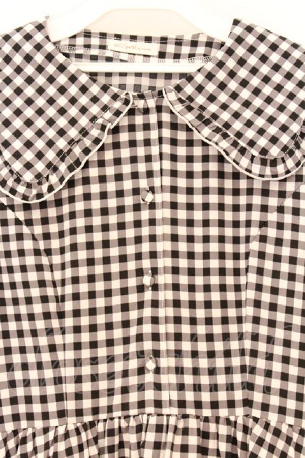 画像2: m petit by misako / TT*Mギンガムチェック半袖ワンピース LL クロ×シロ O-26-04-05-096-LO-OP-IG-OS (2)