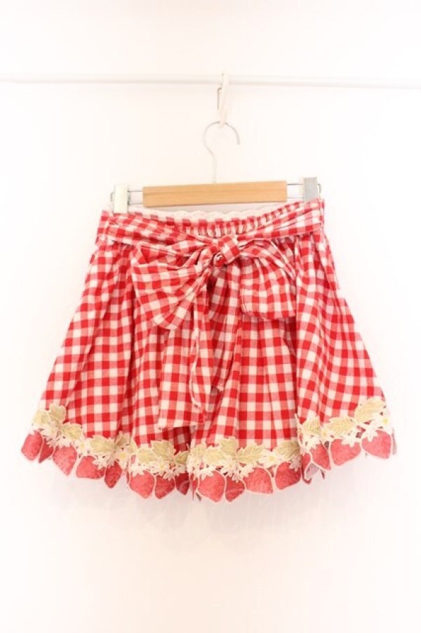 画像3: LIZ LISA / ギンガムイチゴスカパン  アカ×オフシロ O-26-04-05-098-LO-SK-IG-OS (3)