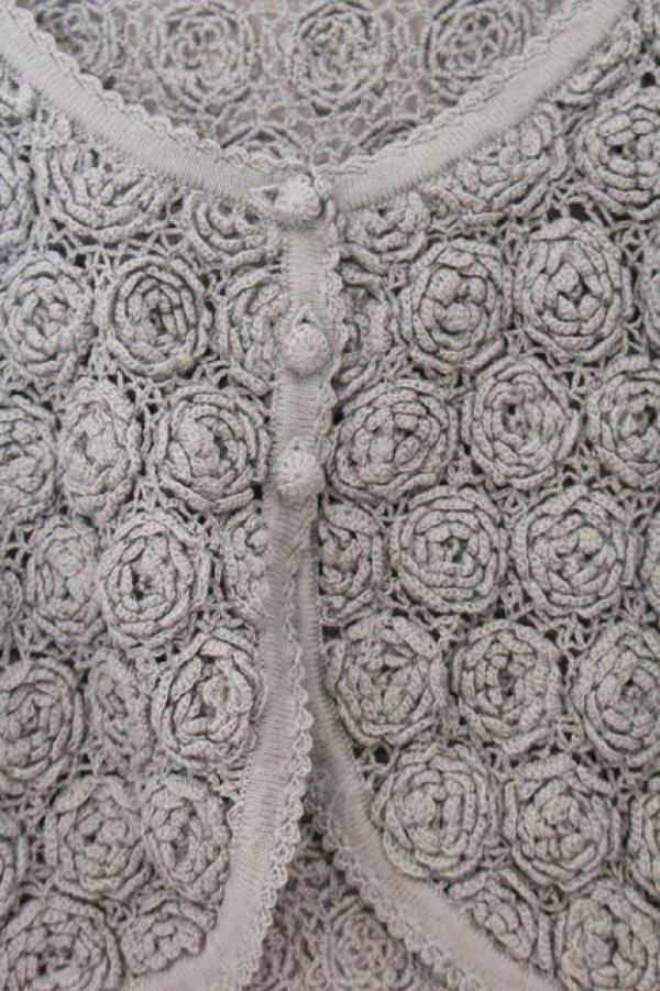 画像2: PINK HOUSE / カメリアモチーフニットボレロ  グレー O-26-04-05-100-LO-TO-IG-OS (2)