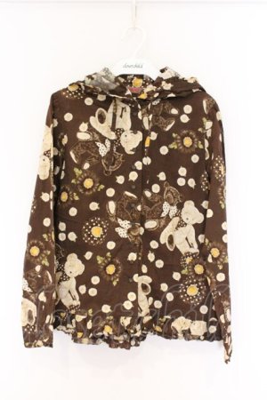 画像: PINK HOUSE / マーガレットテディフードブラウス  ブラウン O-26-04-05-101-LO-BL-IG-OS