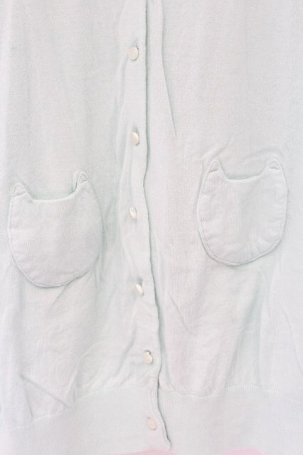 画像2: Franche Lippee / ねこポケットカーディガン  ミント O-26-04-05-102-LO-TO-IG-OS (2)