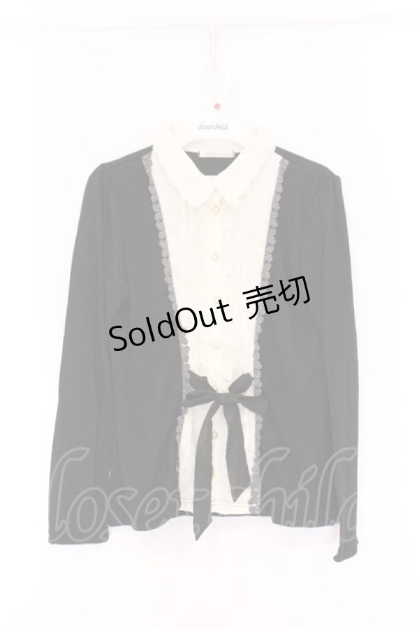 画像1: axes femme / ブラウスレイヤードカットソー M クロ×シロ O-26-04-05-011-AX-TO-IG-OS (1)